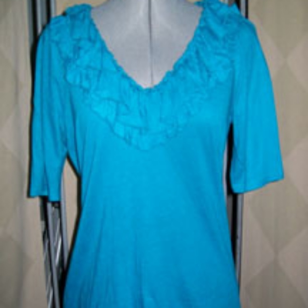 Express Turquoise Top with Ruffle Neckline 36-38